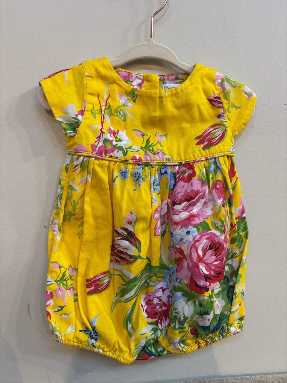 Ralph Lauren Yellow Floral Dress with Pink & Green Accents